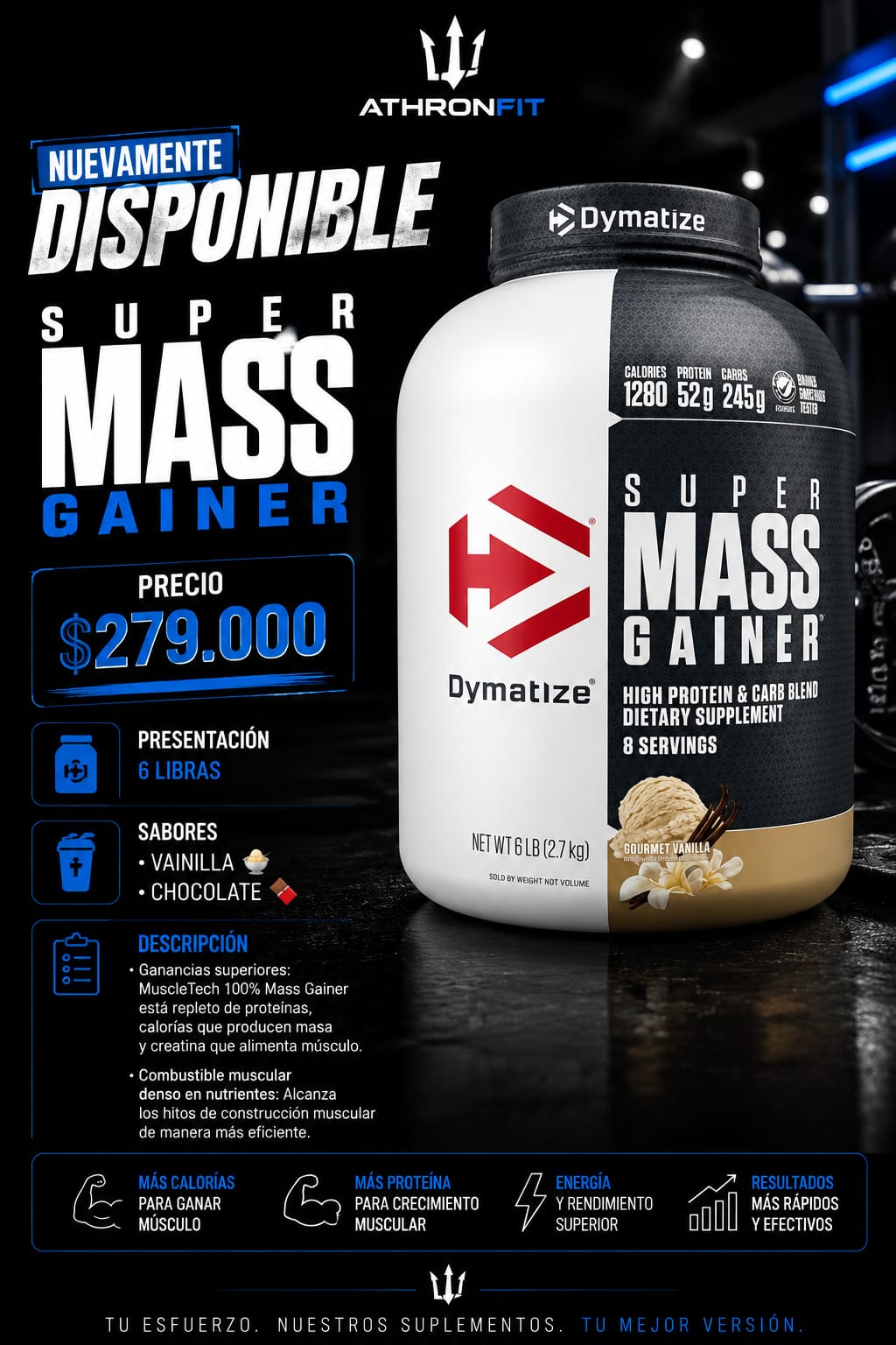 Dymatize Super Mass Gainer 6 lb | Ganador de Peso Premium | Vainilla y Chocolate